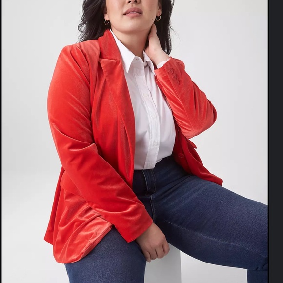 Lane Bryant Jackets & Blazers - Lane Bryant Red Velvet Two Button Stretch Blazer Size 24
